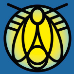 Illustrazione stilizzata di una lucciola gialla su sfondo blu