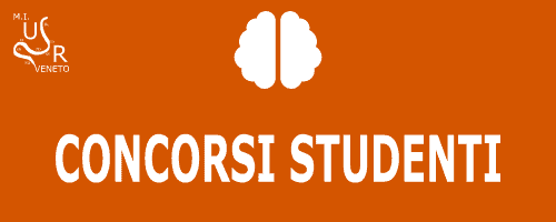 Logo concorsi studenti su sfondo arancione con cervello stilizzato